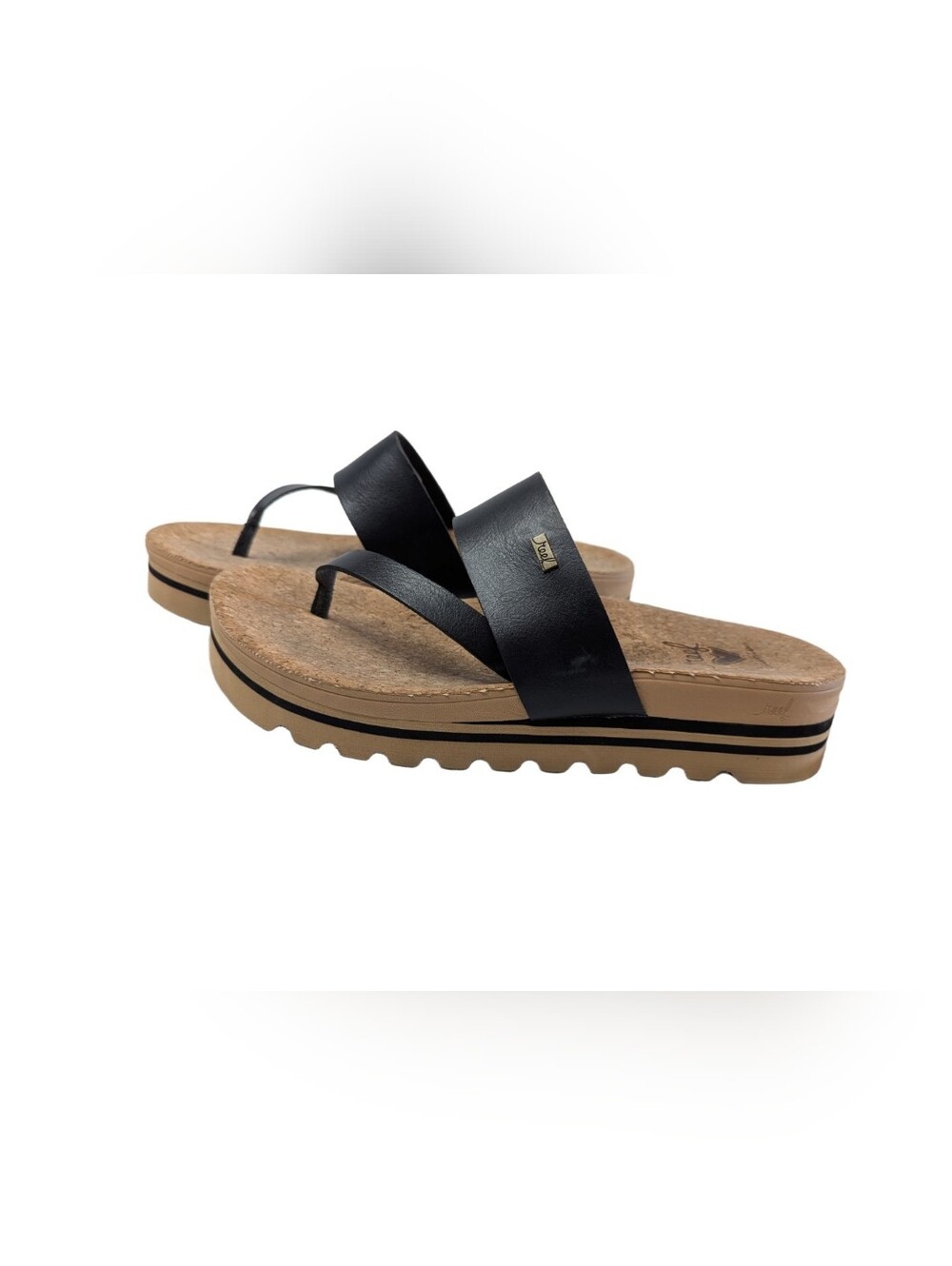 Reef Black and Tan Platform Sandals